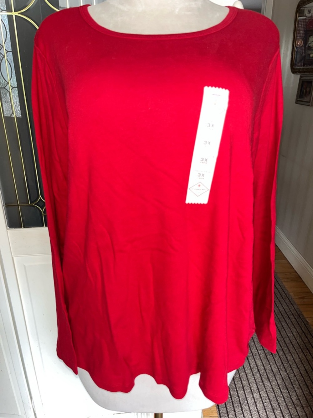 St John’s Bay Red Long Sleeve Top 3X NWT Plus Size Basic